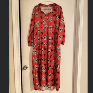 Candy Skulls Hot Pink Tiered Ruffles Dress – Sz S Halloween / October / Fall